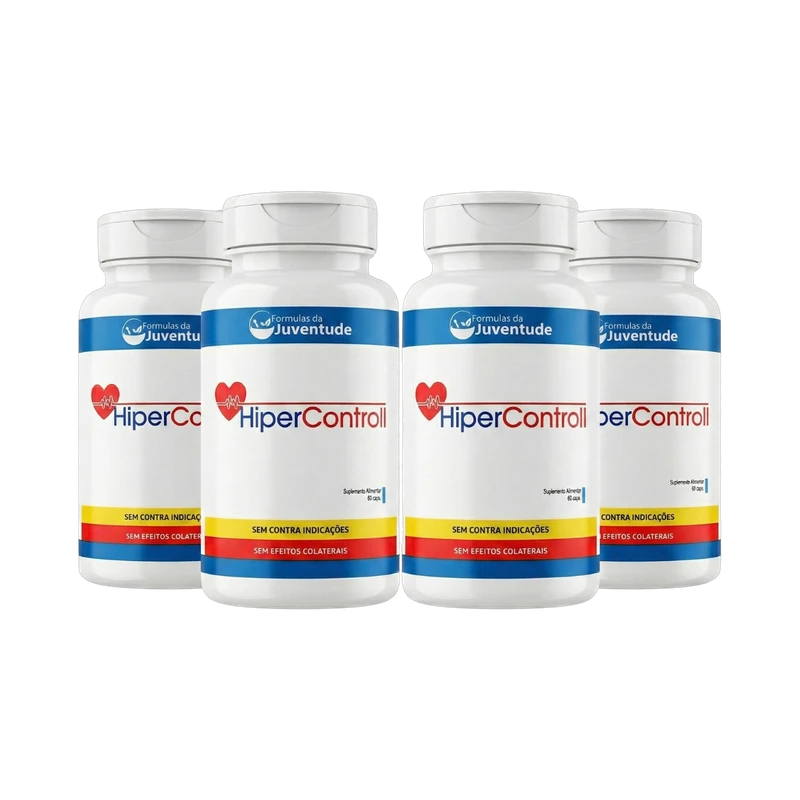 Kit 4 frascos de Hipercontroll suplemento cardiovascular com resveratrol