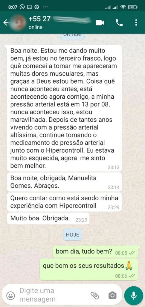 Depoimento de cliente do Espírito Santo sobre controle da pressão arterial com Hipercontroll