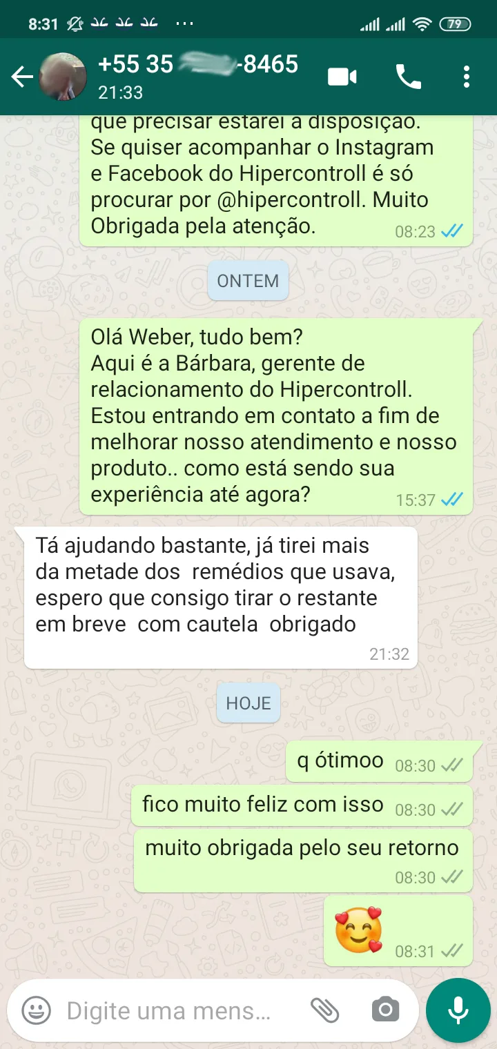 Depoimento de Weber de Minas Gerais sobre redução de medicamentos com Hipercontroll