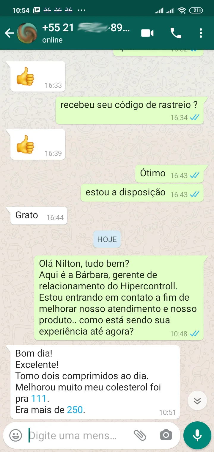 Depoimento de Nilton do Rio de Janeiro sobre redução do colesterol com Hipercontroll
