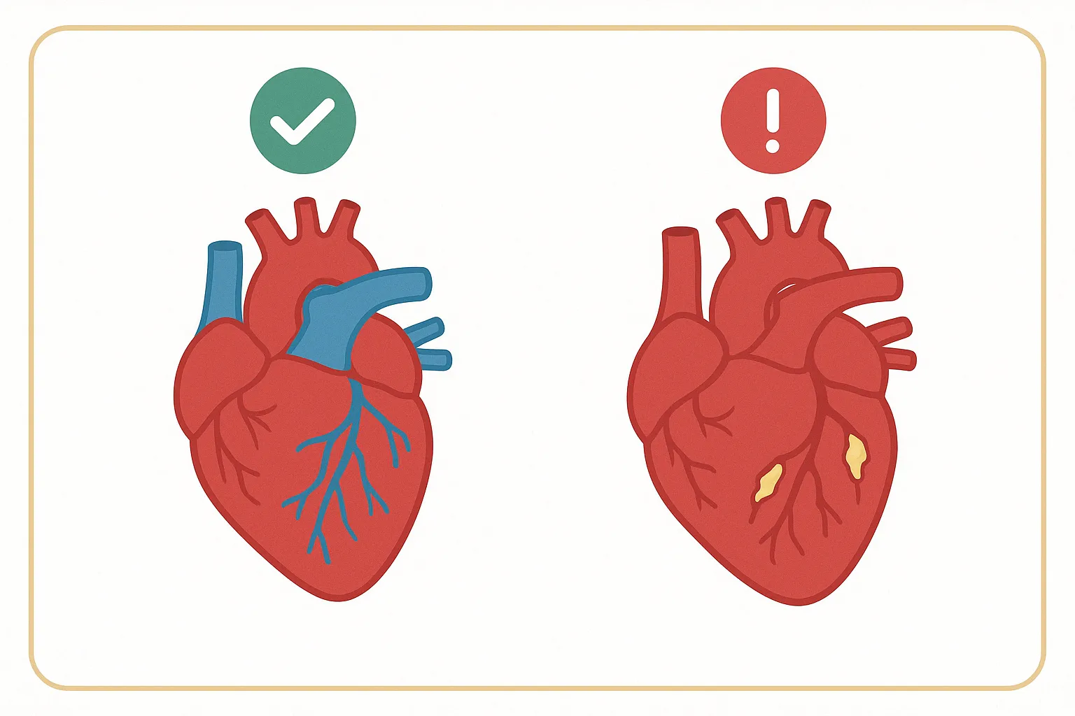 Infográfico comparando artérias saudáveis e obstruídas por hipertensão